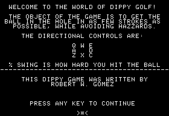 Dippy Golf Instructions