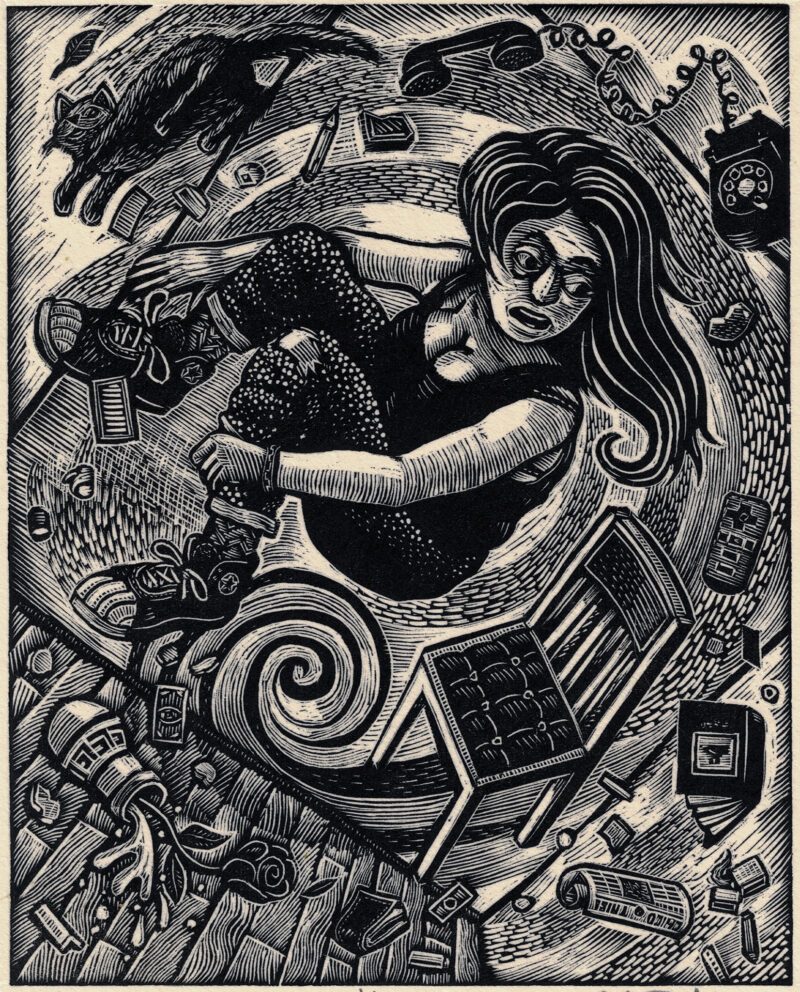 RSPK (Recurrent Spontaneous Psychokinesis) Wood Engraving